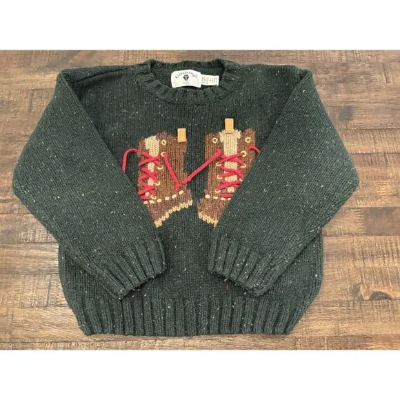 Vintage Kitestrings Wool Blend Sweater Hiking Boots Boys Size 4 - Picture 7 of 9
